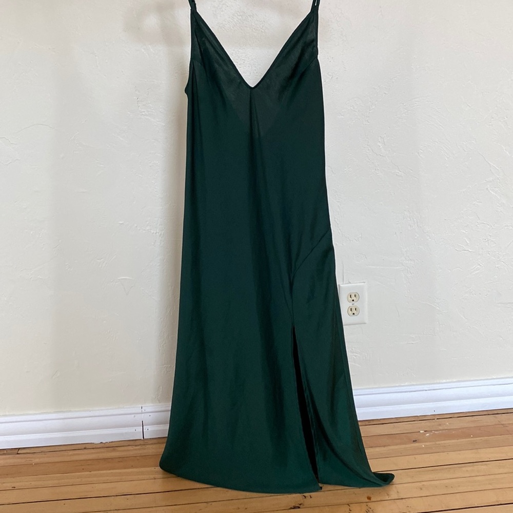 Christmas/holiday dress - Emerald silky midi